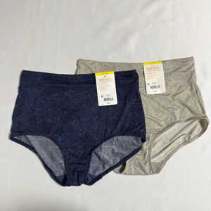 Warner's Brief Underwear Women's M/6 High Waist No Pinch Panty Beige Navy 2 pair
